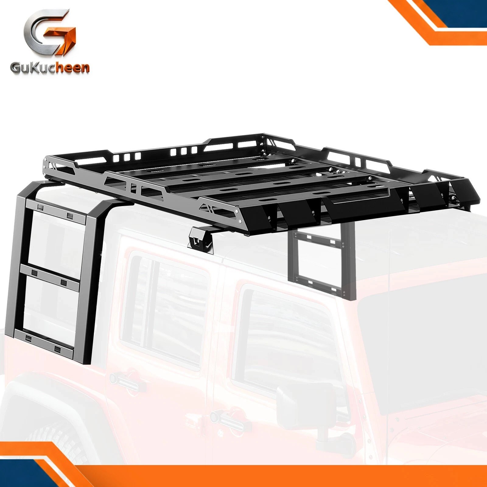 330LBS Roof Rack Cargo Luggage Carrier W/ Ladders For Jeep Wrangler JK 2007-2018