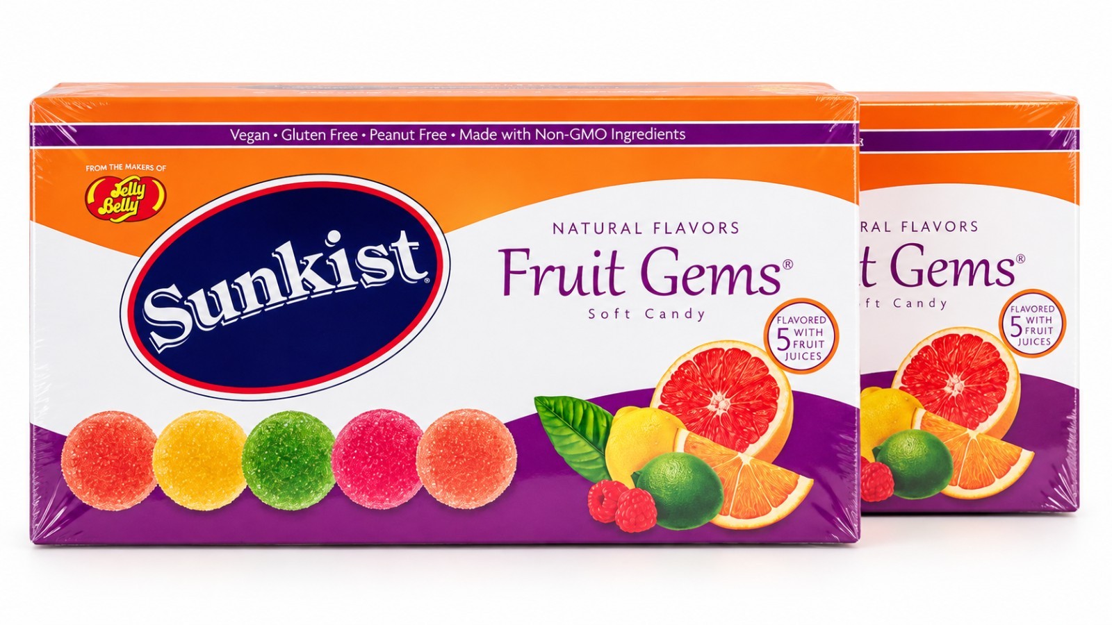 2 Sunkist Fruit Gems Soft Gummy Candy Assorted Natural Flavors 14 Ounce 