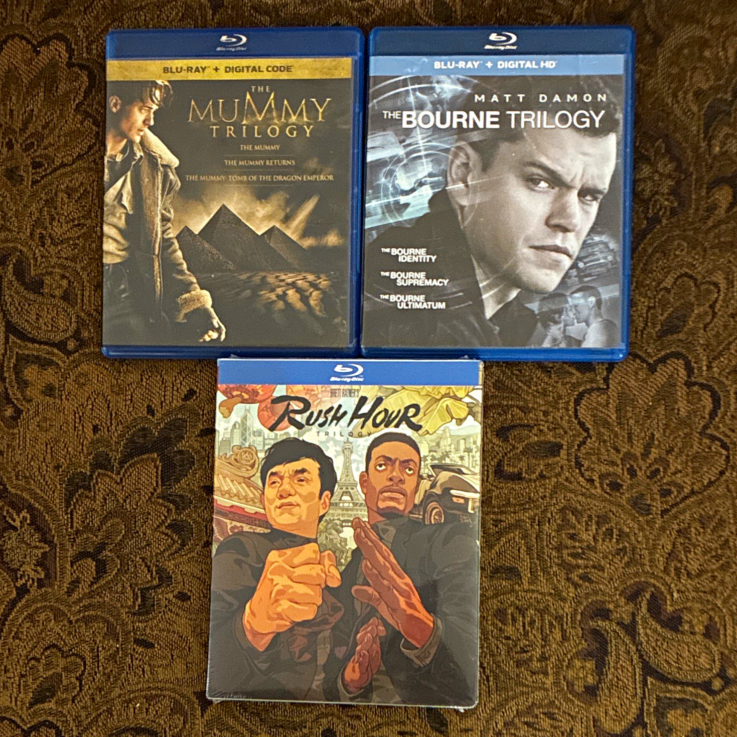The Mummy Trilogy + The Bourne Trilogy + Rush Hour 3-Film Blu-ray + Digital The Mummy Trilogy + The Bourne Trilogy + Rush Hour 3-Film Blu-ray + Digital