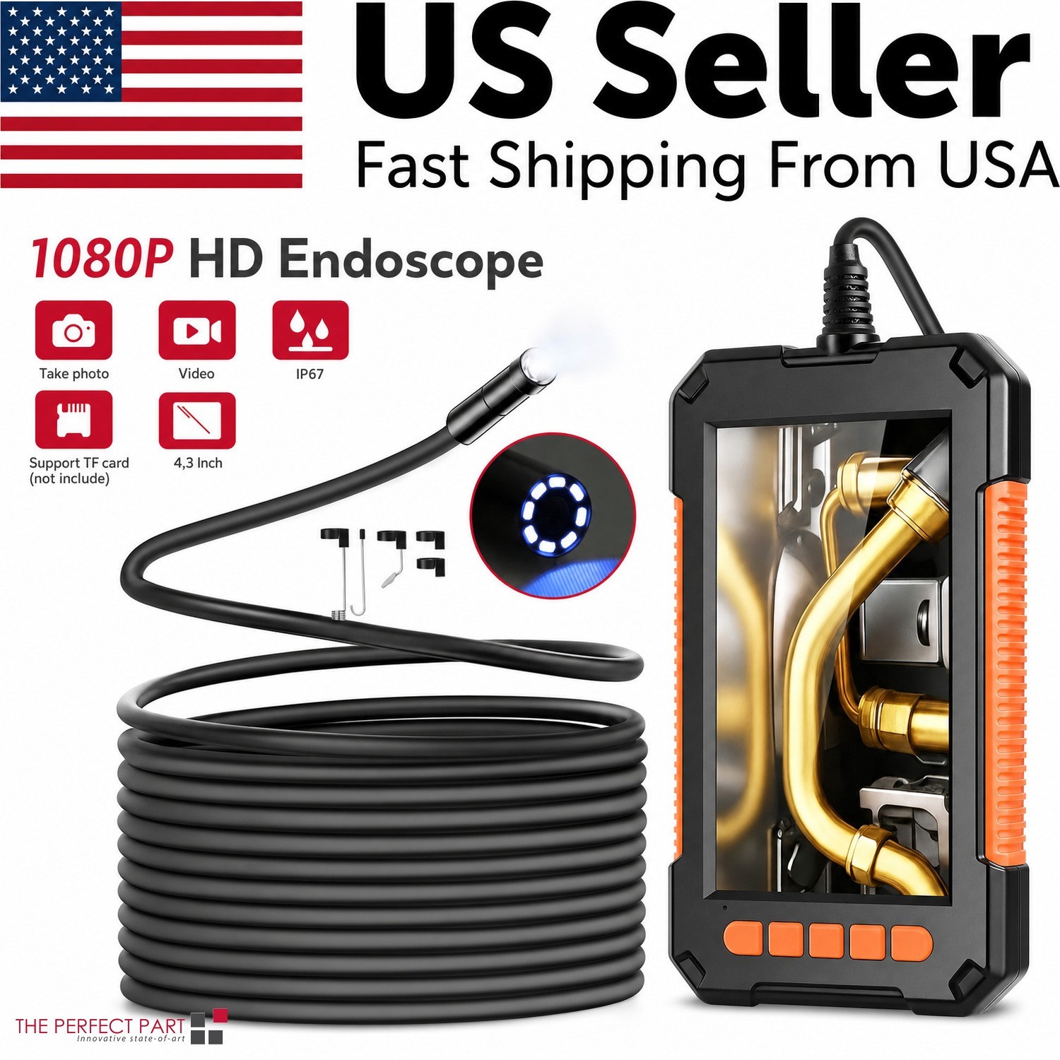 LCD Endoscope 1080P HD Industrial Borescope 4.3inch 8mm Inspection Snake Camera LCD Endoscope 1080P HD Industrial Borescope 4.3inch 8mm Inspection Snake Camera
