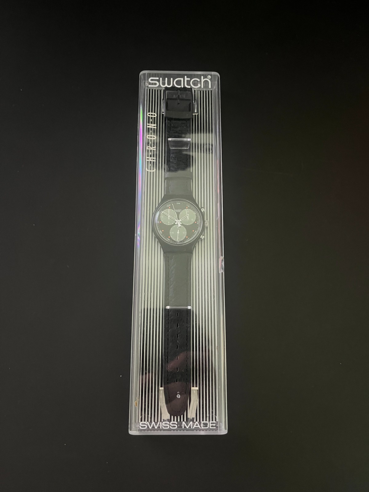 Vintage Swatch Wall Street SCB106 Chronograph 1991 Box Papers Defect
