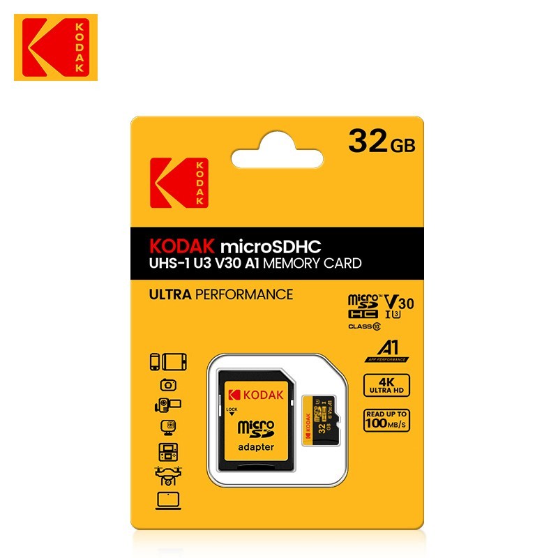 Kodak Micro SD Card 16GB 32GB 64GB 128GB 256GB Class 10 U3 V30 4K Memory Card TF