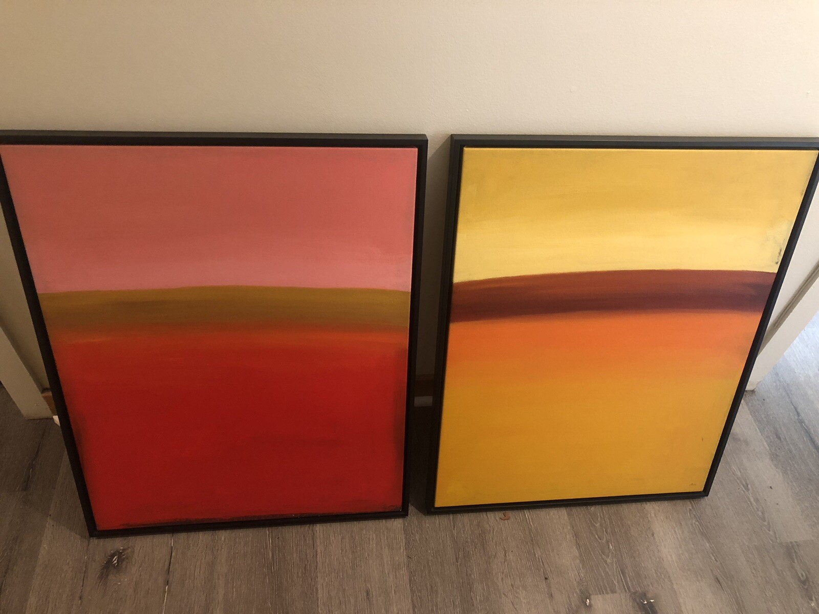 David Skinner Canvas Oil Painting Pair - “Landscape in Silver III” - 32” x 25”