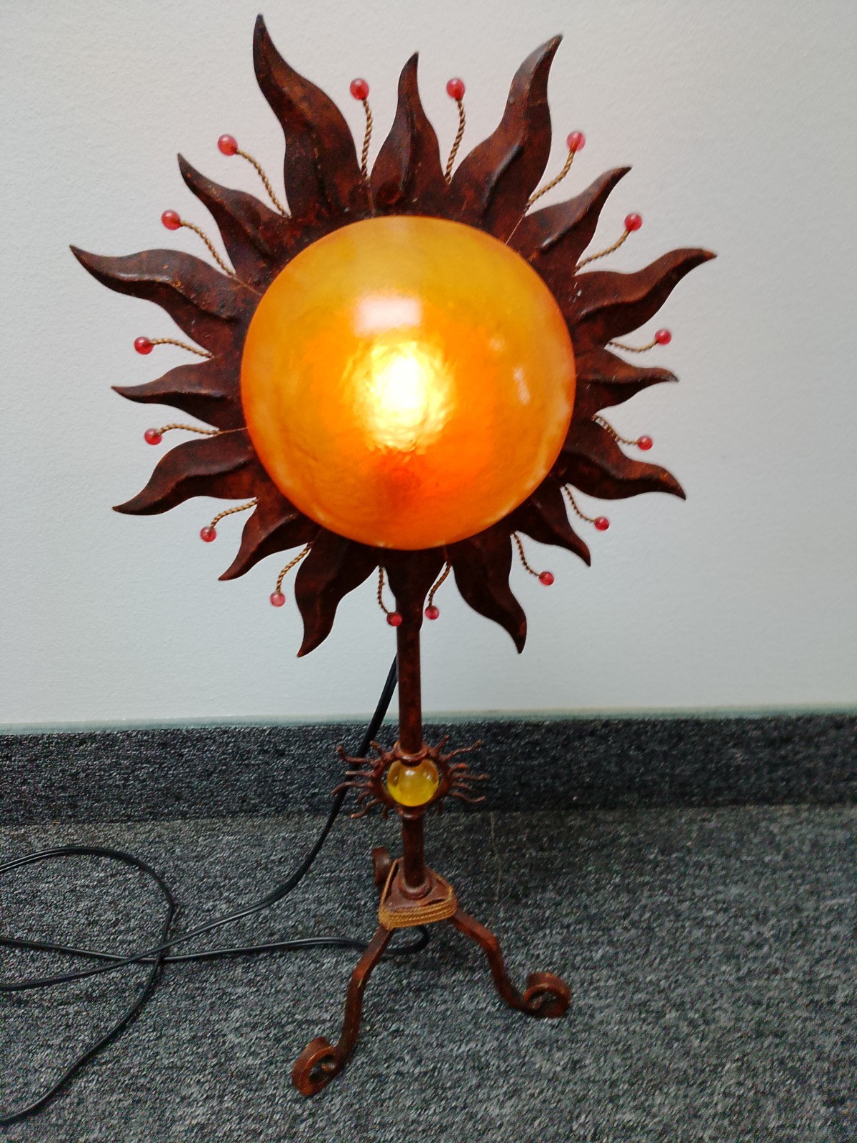 VTG Rare Htf Sun Boho Table Lamp Celestial Whimsigoth 23” Acrylic Orb Metal Nice VTG Rare Htf Sun Boho Table Lamp Celestial Whimsigoth 23” Acrylic Orb Metal Nice