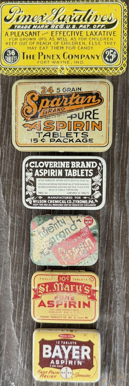 Antique & Vintage Lot of Six (6) New Old Stock Tins that date from 1900 – 1960