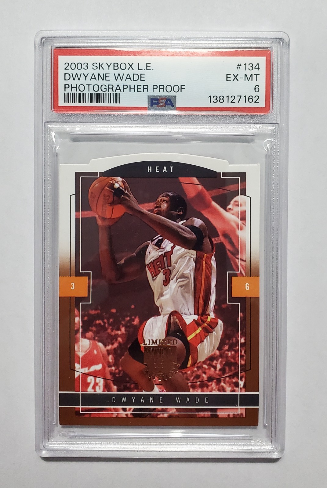 2003 Skybox L.E. Dwayne Wade #134 RC (Photographer Proof 25/25) PSA 6 EX-MT 2003 Skybox L.E. Dwayne Wade #134 RC (Photographer Proof 25/25) PSA 6 EX-MT