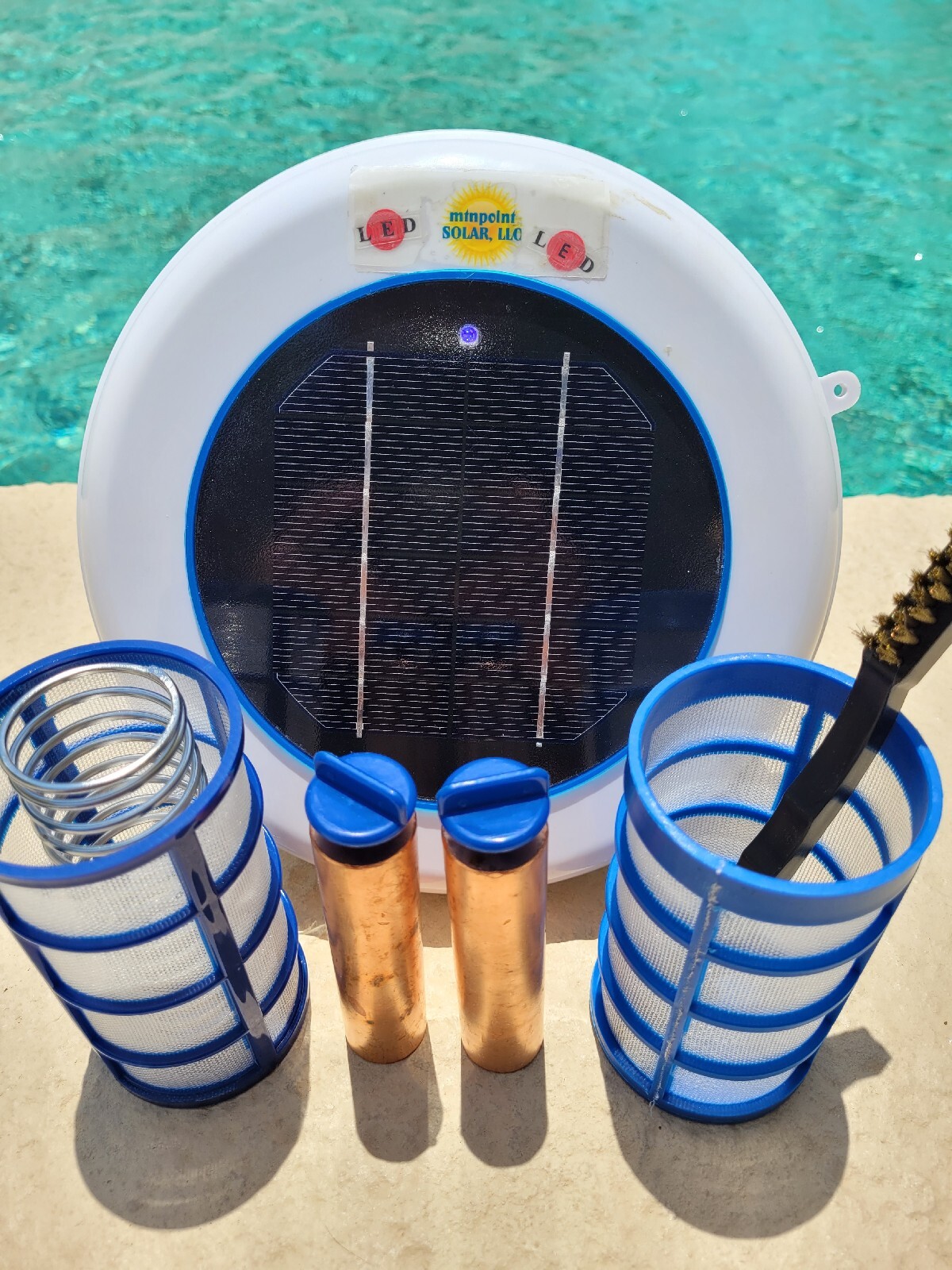 Solar Pool Ionizer LED Two 16 oz. Anodes 4 x Weight of Leading Competitor Solar Pool Ionizer LED Two 16 oz. Anodes 4 x Weight of Leading Competitor