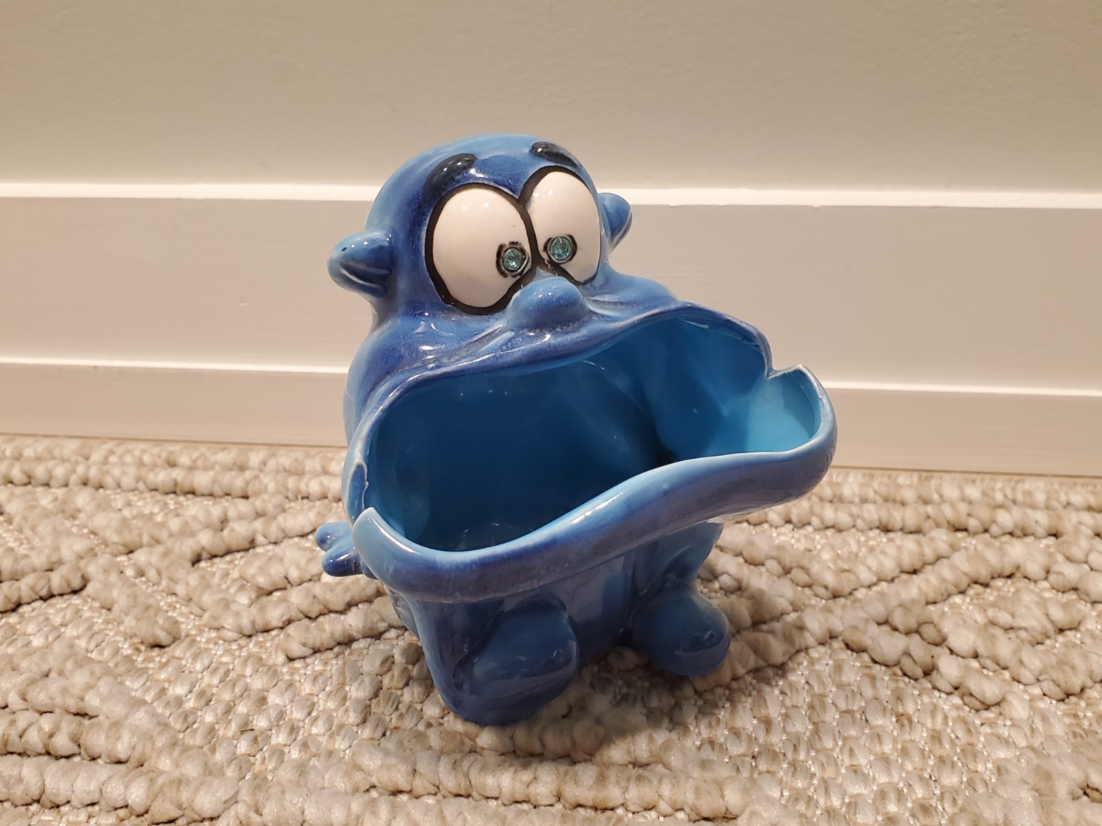 Kreiss & Co. Psycho Ceramics Blue Big Mouth Figure Ashtray Trinket Dish Vintage Kreiss & Co. Psycho Ceramics Blue Big Mouth Figure Ashtray Trinket Dish Vintage