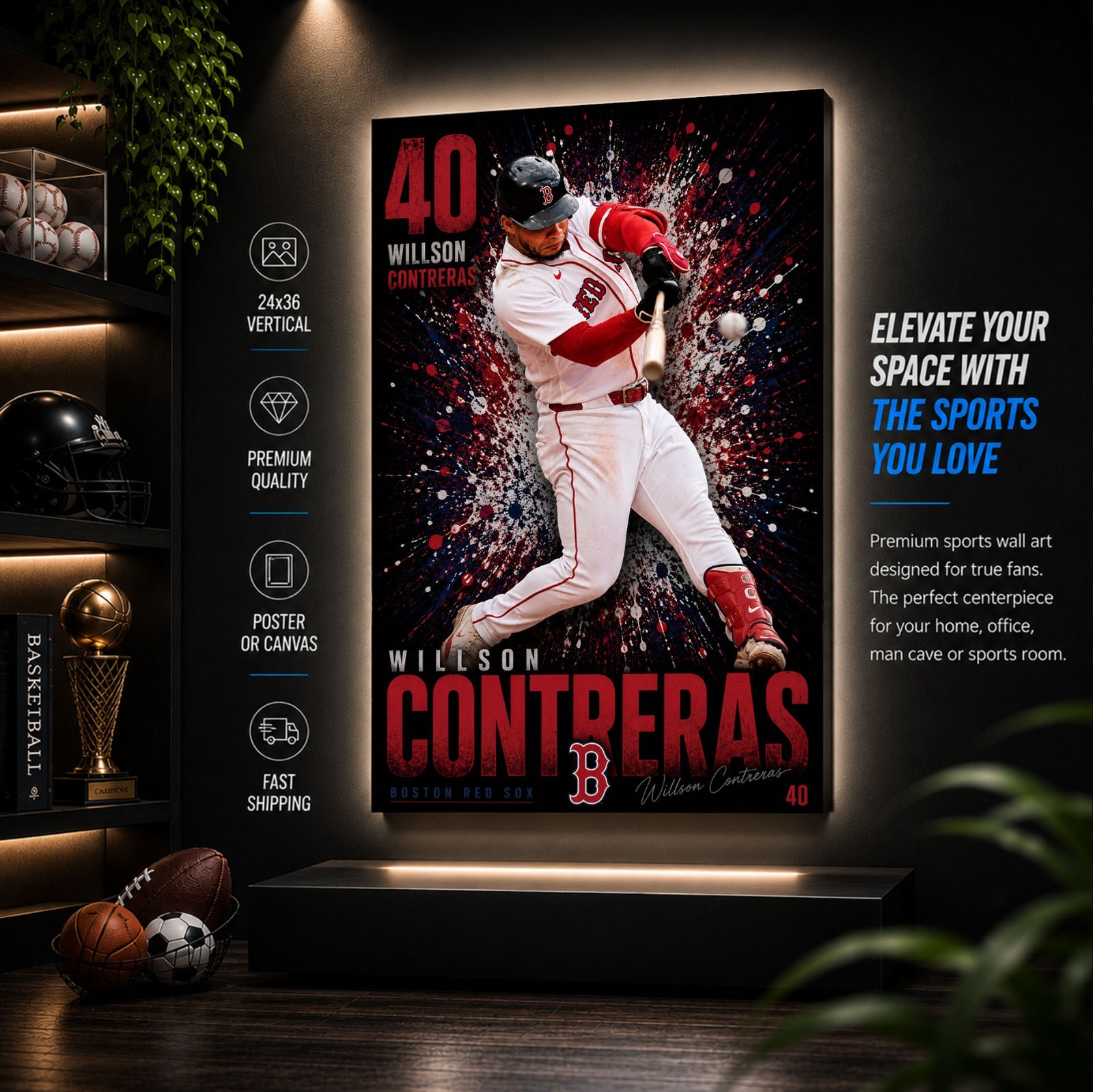 Willson Contreras Red Sox Poster or Canvas - Willson Contreras Red Sox Wall Art