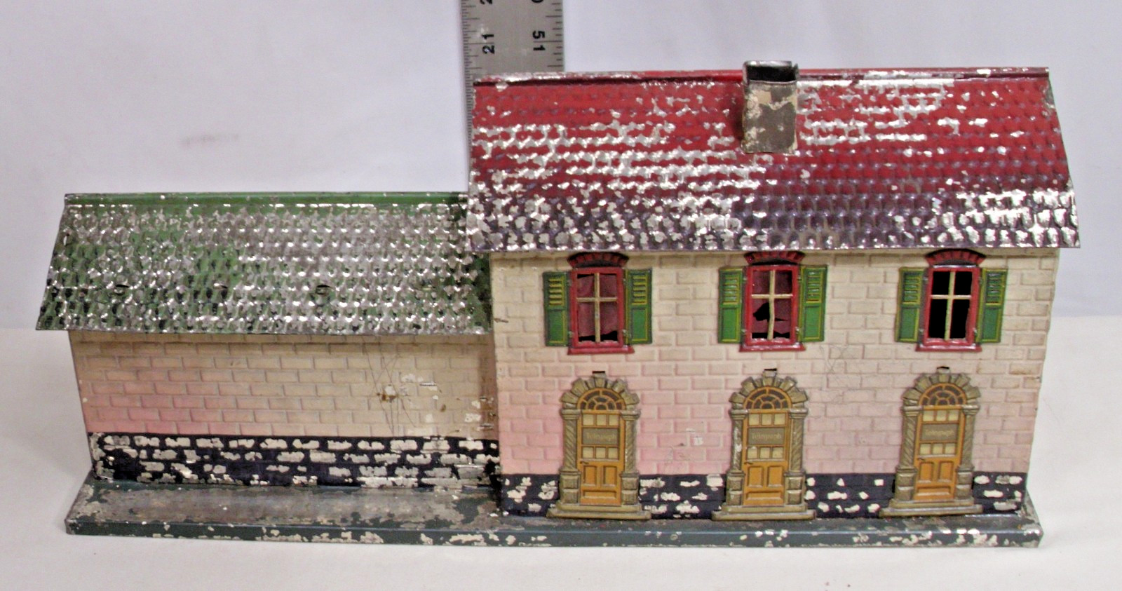 BING OF GERMANY TIN TOY TELEGRAPH OFFICE TRAIN STATION BUILDING 1920s TRAIN SET BING OF GERMANY TIN TOY TELEGRAPH OFFICE TRAIN STATION BUILDING 1920s TRAIN SET