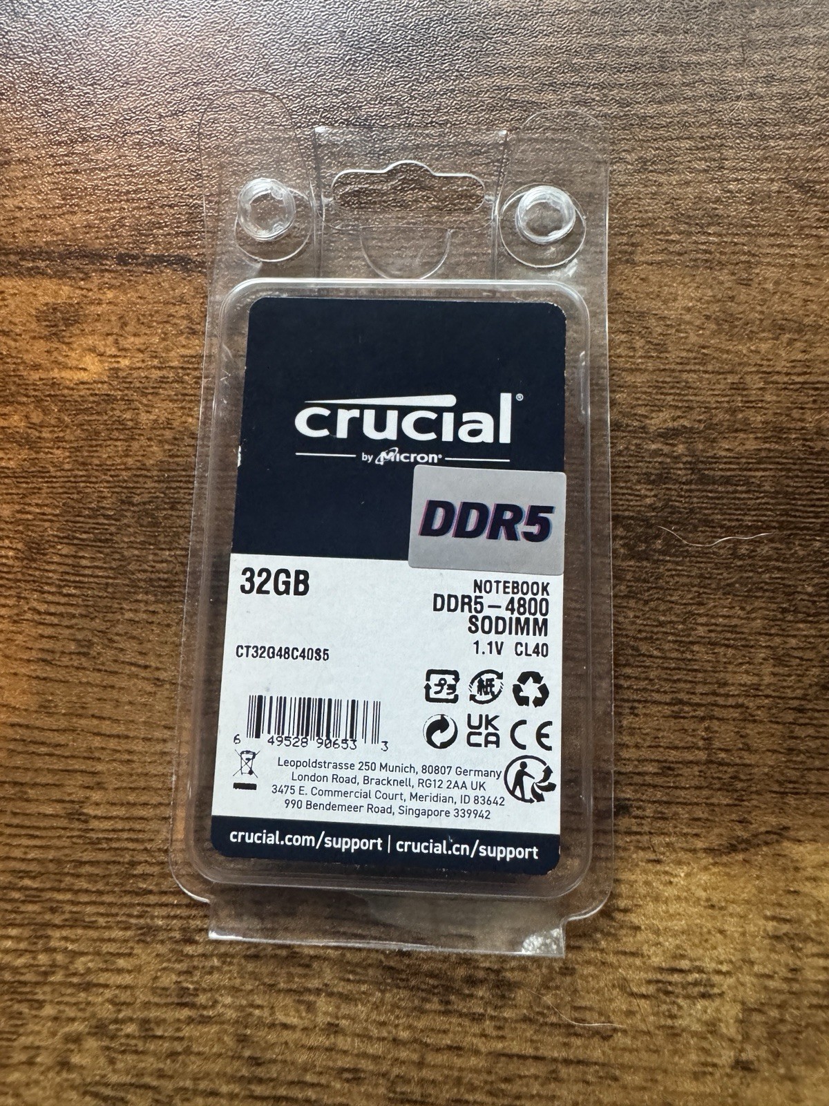 Crucial 32GB (1x32GB) DDR5 PC5-4800B SODIMM RAM Laptop Memory CT32G48C40S5 Crucial 32GB (1x32GB) DDR5 PC5-4800B SODIMM RAM Laptop Memory CT32G48C40S5