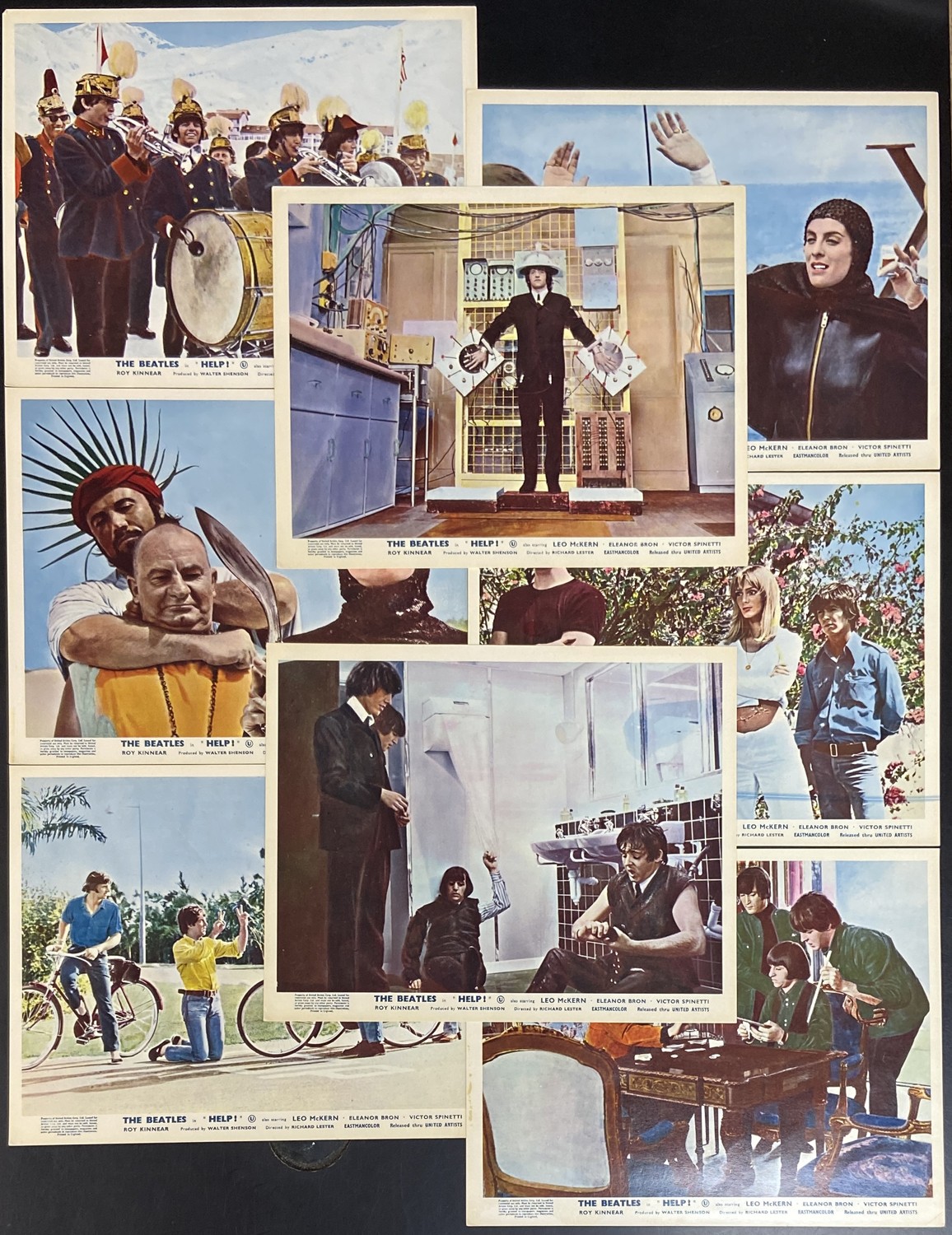BEATLES Help Original 1965 Lot Of 8 UK Lobby Cards Posters Pictures
