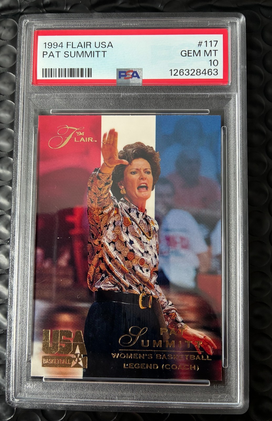 1994 Flair USA PAT SUMMITT RC Rookie Card #117 PSA 10 Women's Basketball Coach