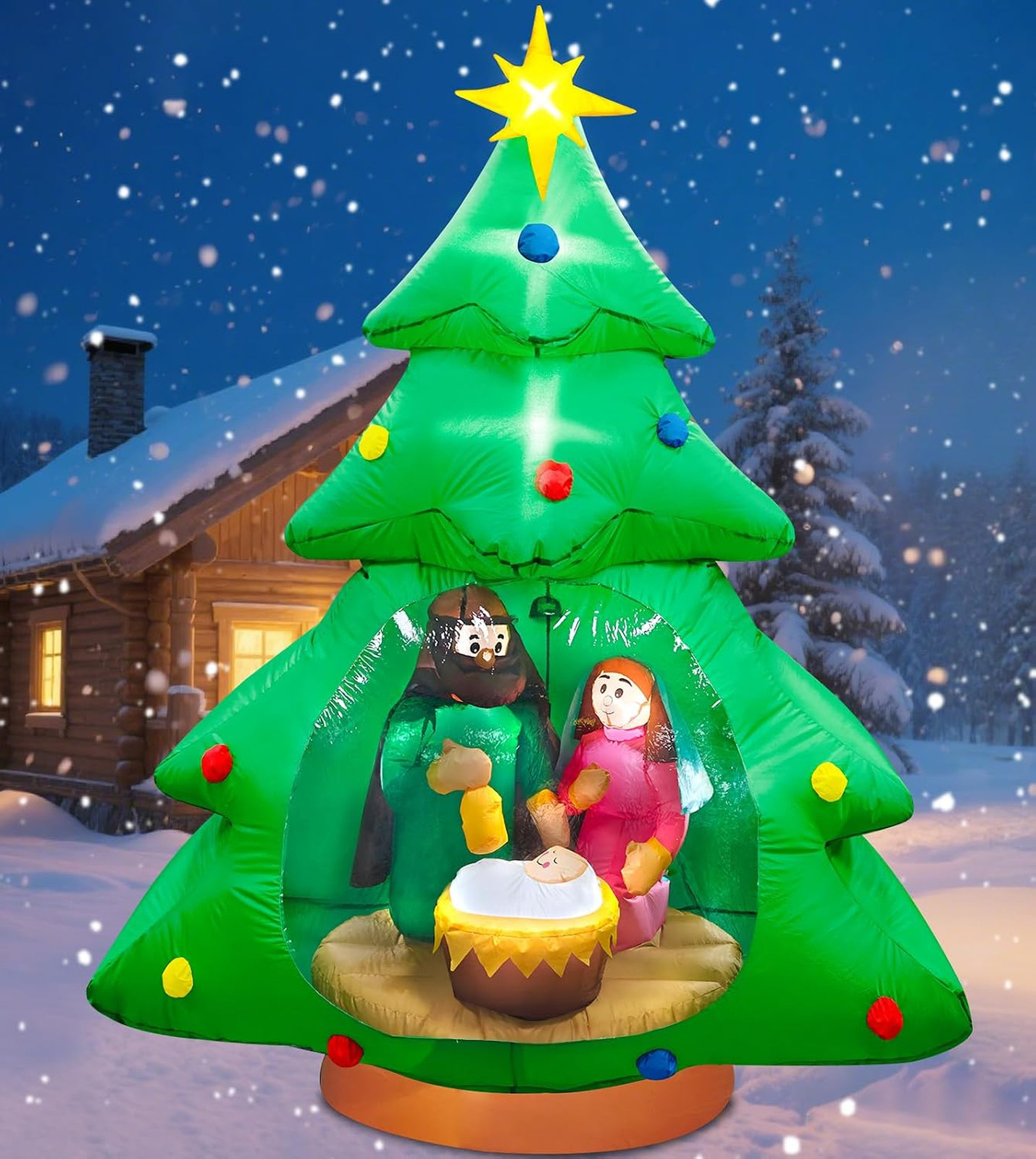 7ft Inflatable Nativity Scene Christmas Tree with LED Lights Outdoor Yard 7ft Inflatable Nativity Scene Christmas Tree with LED Lights Outdoor Yard