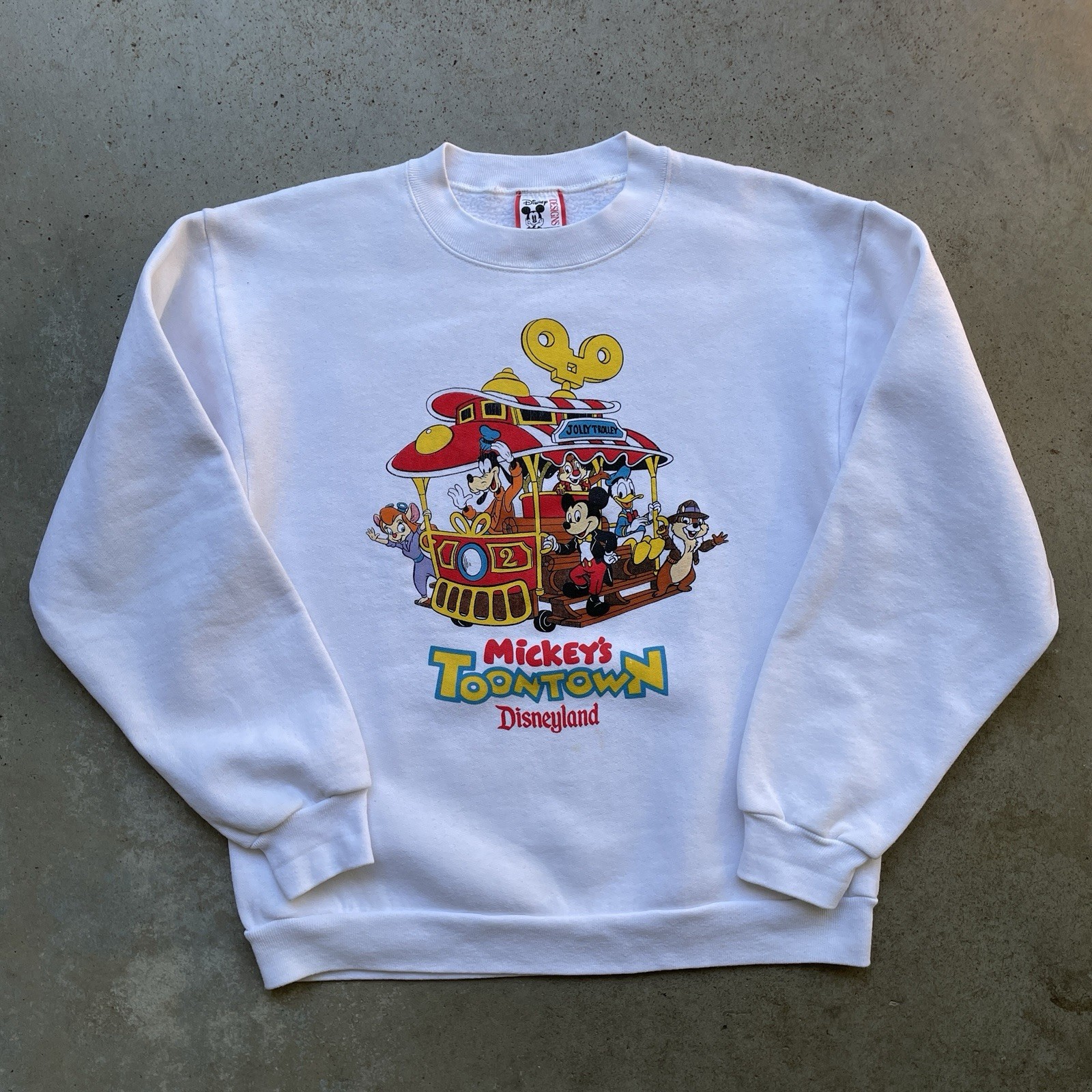 Vintage 1980s Mickey\'s Toontown Disneyland Jolly Trolley Sweatshirt Men\'s Medium Vintage 1980s Mickey\'s Toontown Disneyland Jolly Trolley Sweatshirt Men\'s Medium