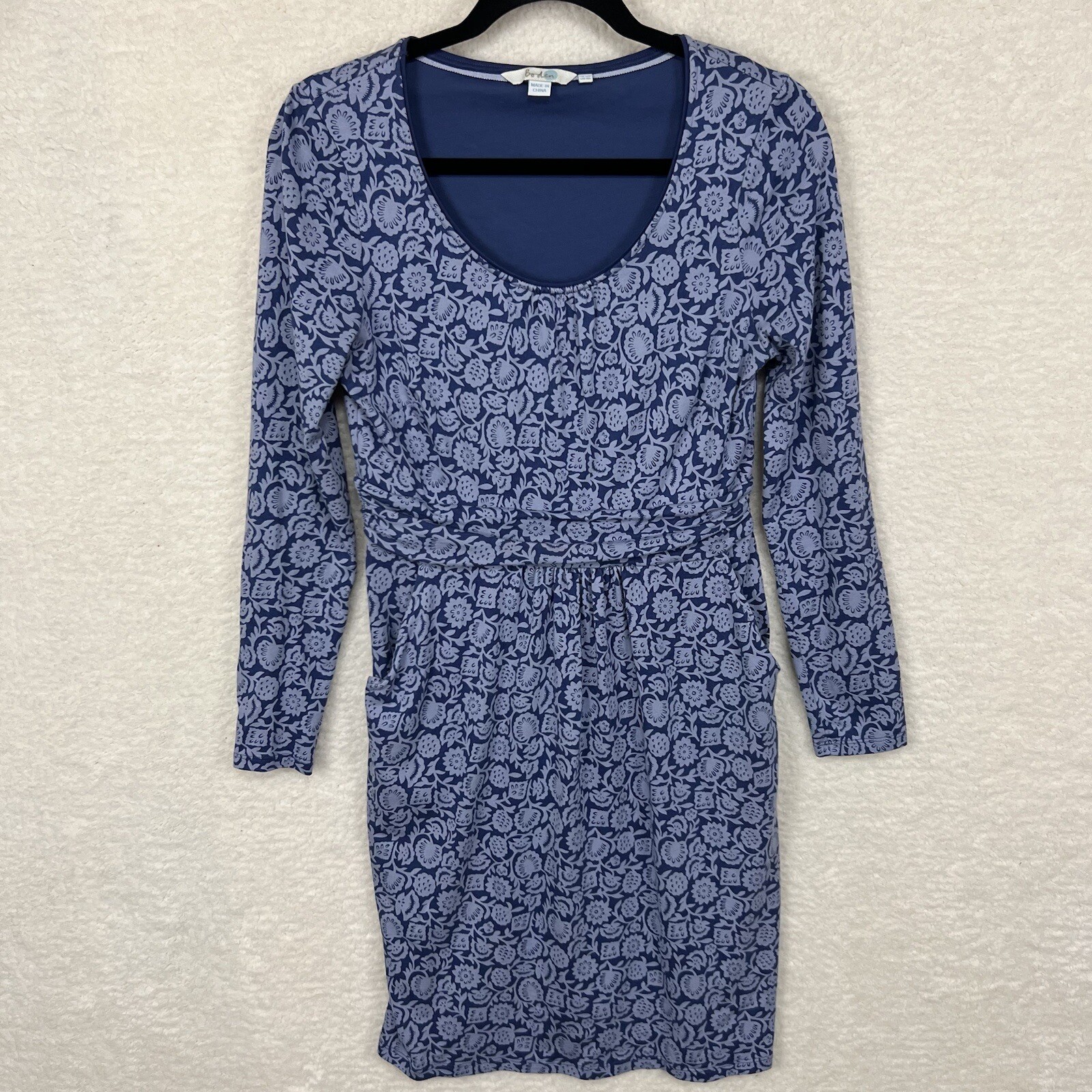 Boden Mable Blue Floral Jersey Dress Women’s 8 Long Sleeve Boden Mable Blue Floral Jersey Dress Women’s 8 Long Sleeve