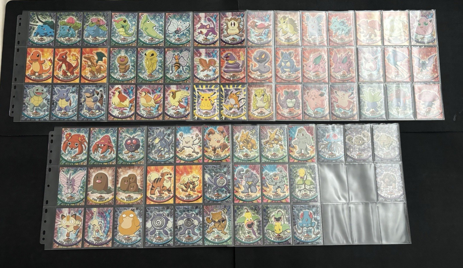 Near Complete Blue Logo 1999 Topps Pokémon Series 1 Set Non-Holo 76/90 Cards LP