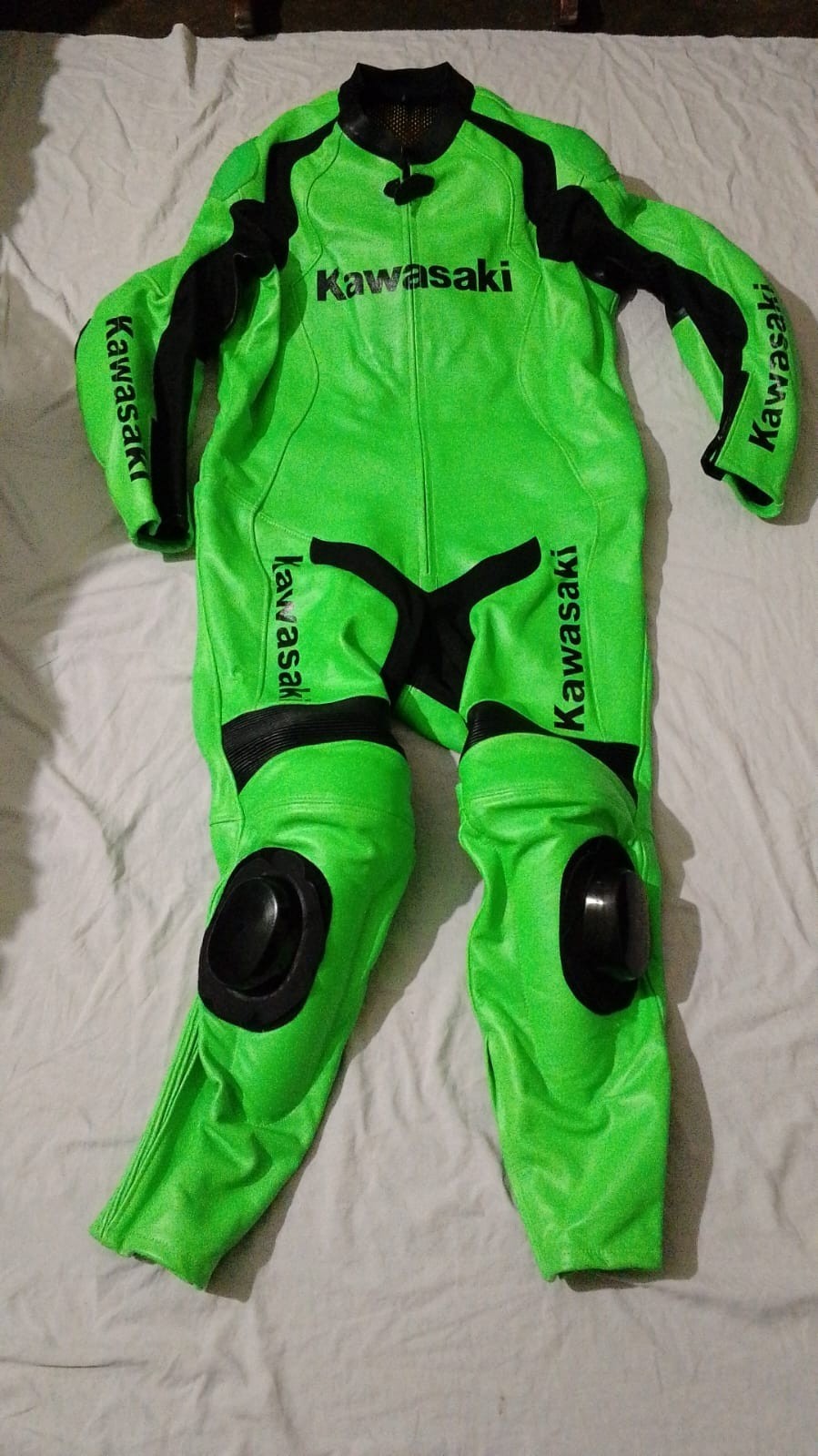 Kawasaki Monster motorbike cowhide leather Racing Suit Leather Suit