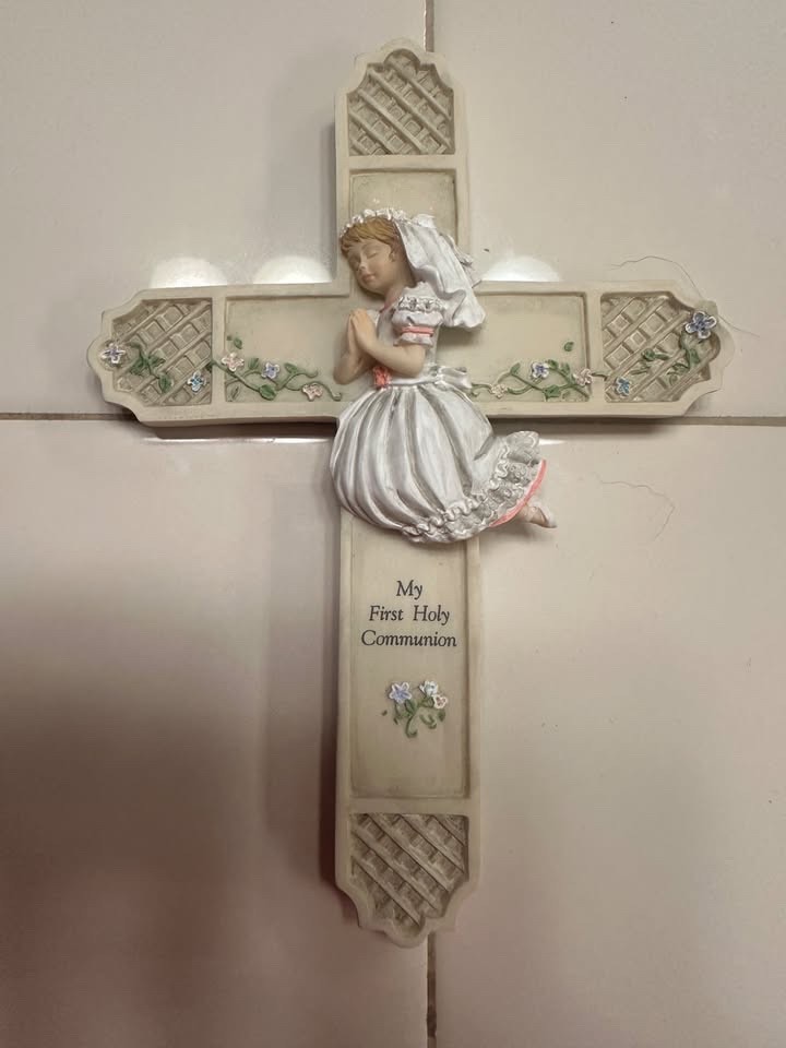 Vintage Christian My First Holy Communion Little Blonde Girl Wall Cross