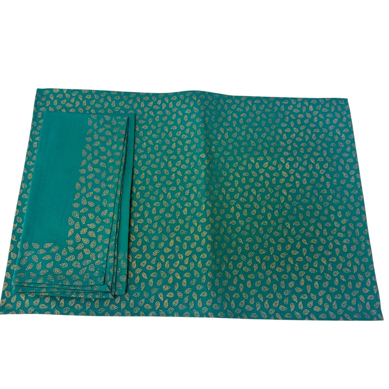 PIER 1 IMPORTS Placemats and Napkins Set of 4 Cotton Green Gold Paisley New 