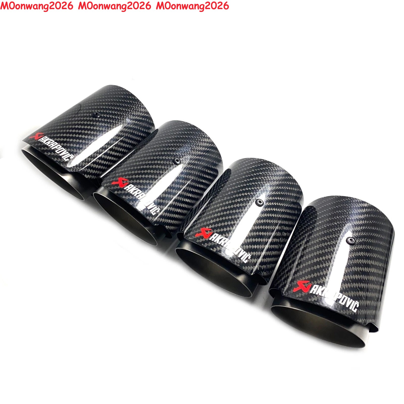 4x Glossy Carbon Fiber Akrapovic Exhaust Tips for BMW M2/M3/M4/M5/M6