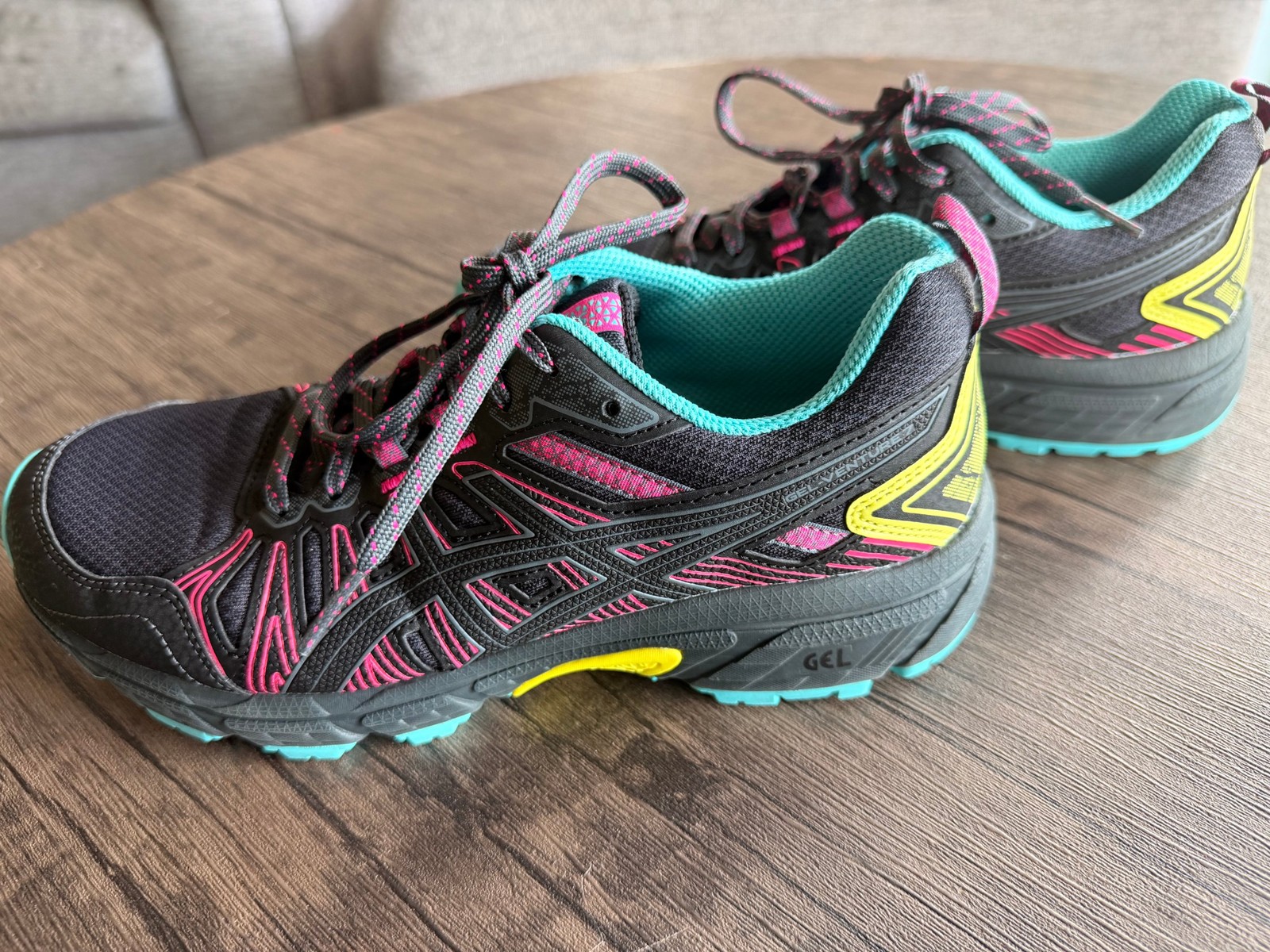 Asics Black, Pink & Yellow GEL-Venture 7 US 8 Women\'s Running Shoes Asics Black, Pink & Yellow GEL-Venture 7 US 8 Women\'s Running Shoes