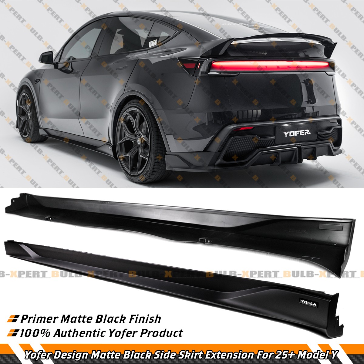For 2025-26 Tesla Model Y Juniper Yofer Design Matte Black Side Skirt Extension 