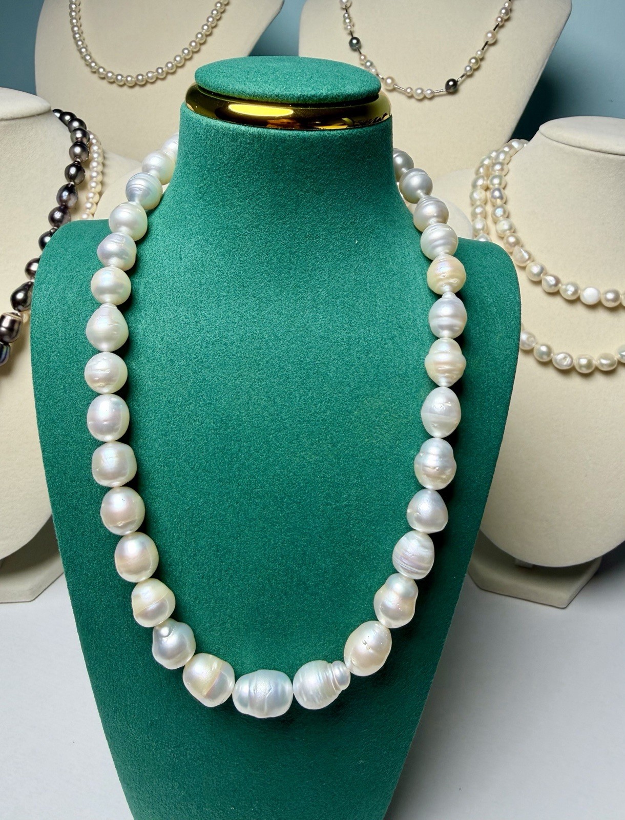 Natural White South Sea Baroque Pearl Necklace 8-10mm Strand 16 Natural White South Sea Baroque Pearl Necklace 8-10mm Strand 16