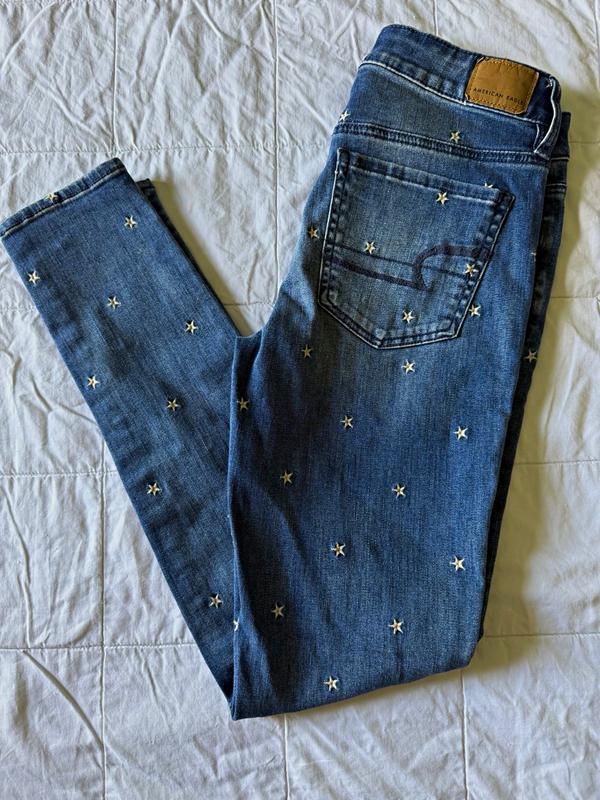 American Eagle Super Stretch Women’s Blue Star Embroidered Skinny Jeans 8 American Eagle Super Stretch Women’s Blue Star Embroidered Skinny Jeans 8