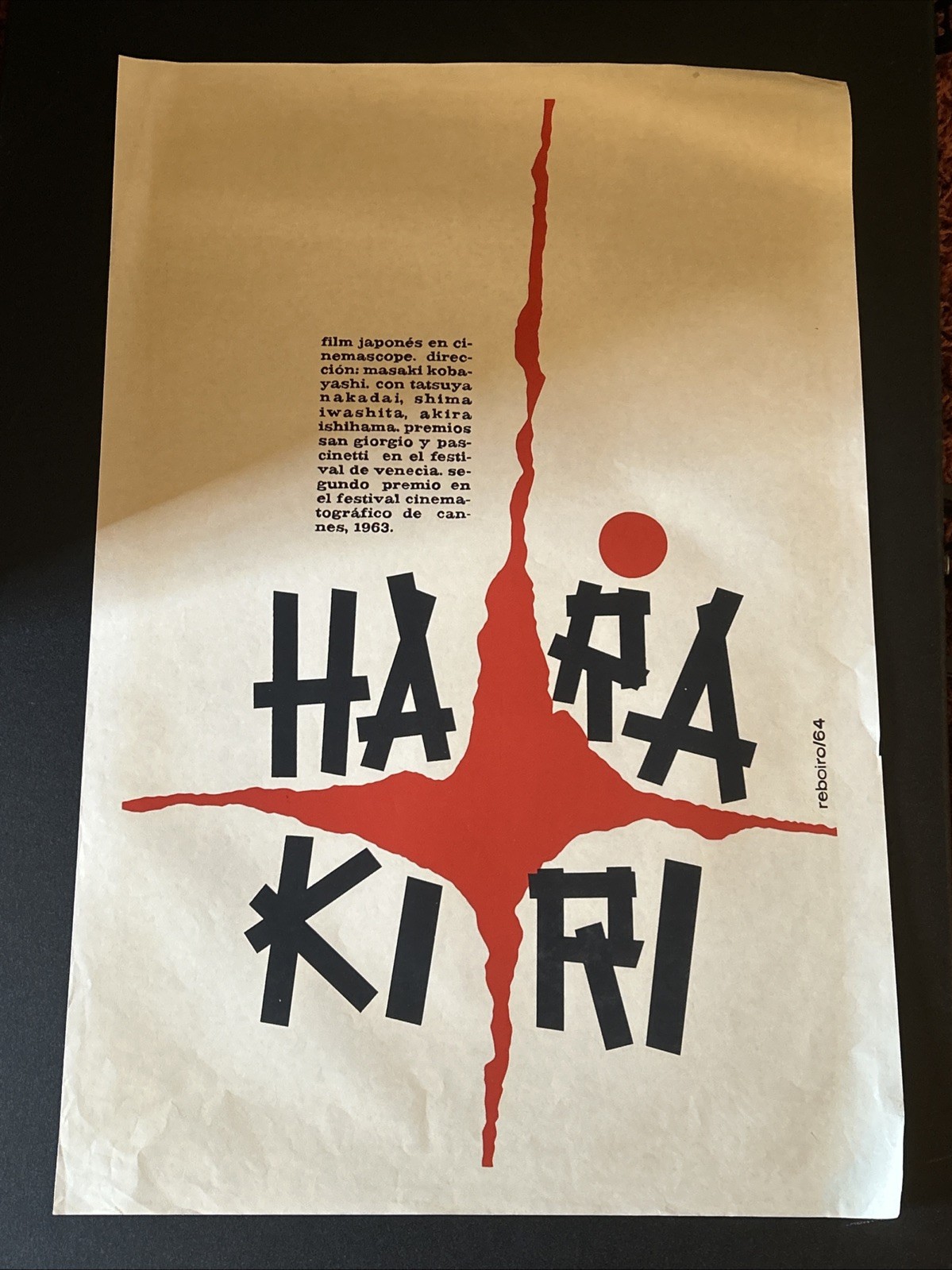 Original 1964 Harakiri Cuban Poster Reboiro ICAIC 20x30 Original 1964 Harakiri Cuban Poster Reboiro ICAIC 20x30
