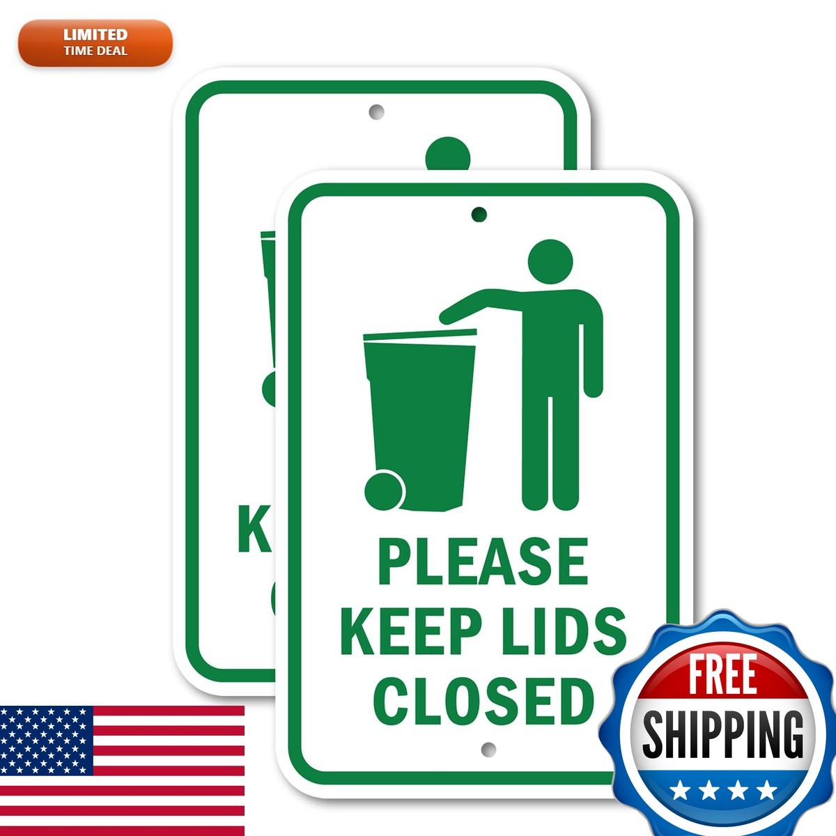 SignMission 2 Pack 18x24 Inch Aluminum Parking Sign Please Keep Lids Closed