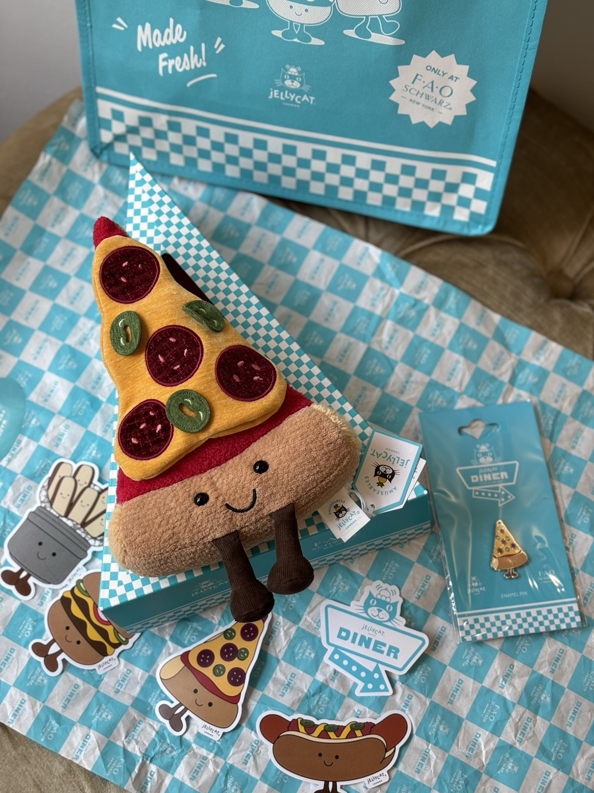 Jellycat NY Diner Exclusive Amuseables Cristuff Pizza full set- fast ship Jellycat NY Diner Exclusive Amuseables Cristuff Pizza full set- fast ship