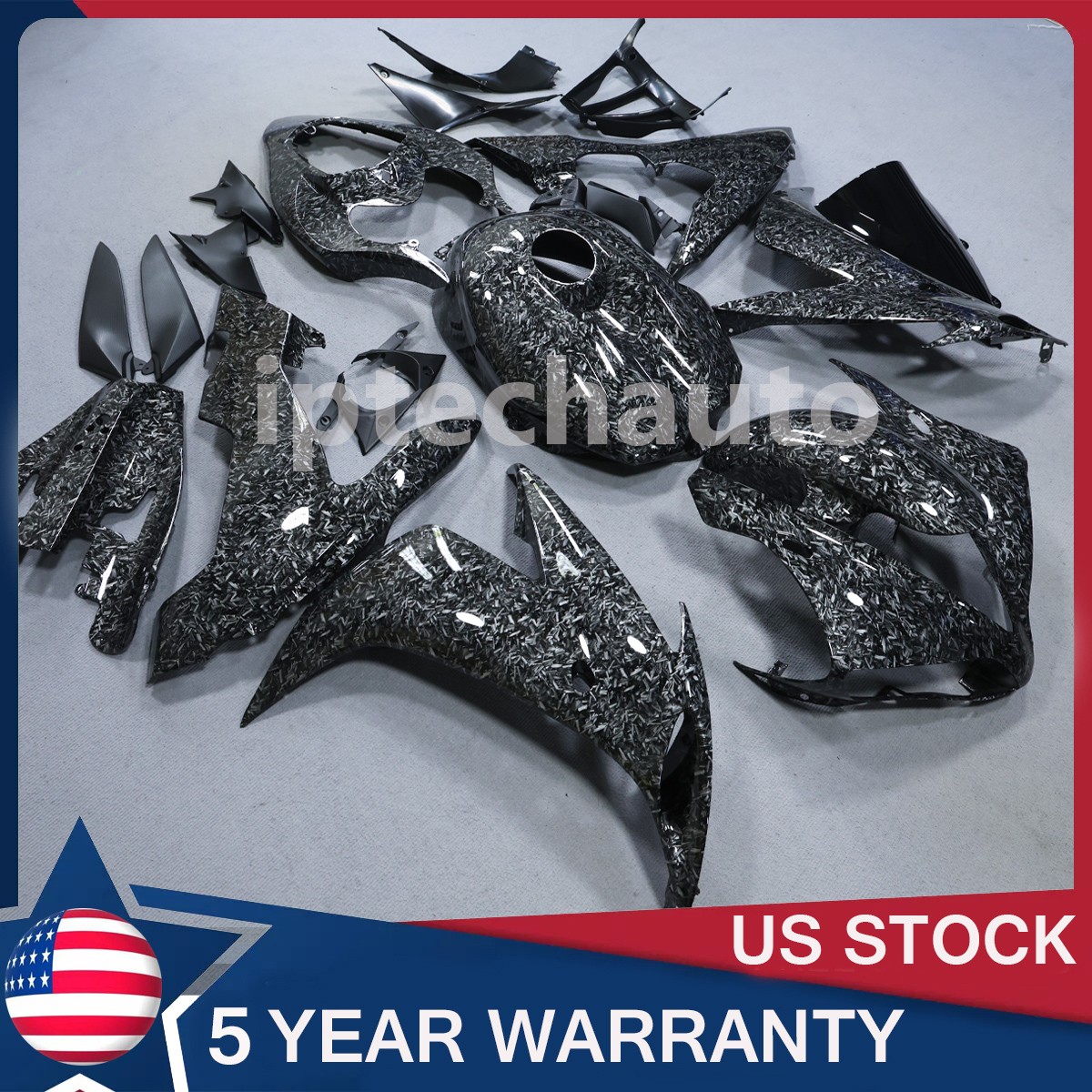 Black Forged Carbon Fiber Fairing Body Kit+Tank For Yamaha YZF R1 2004 2005 2006