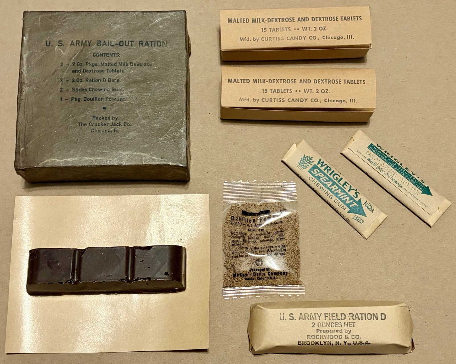 WWII US Army Early War 1942 Bail Out Ration - Fully Edible Reproduction WWII US Army Early War 1942 Bail Out Ration - Fully Edible Reproduction