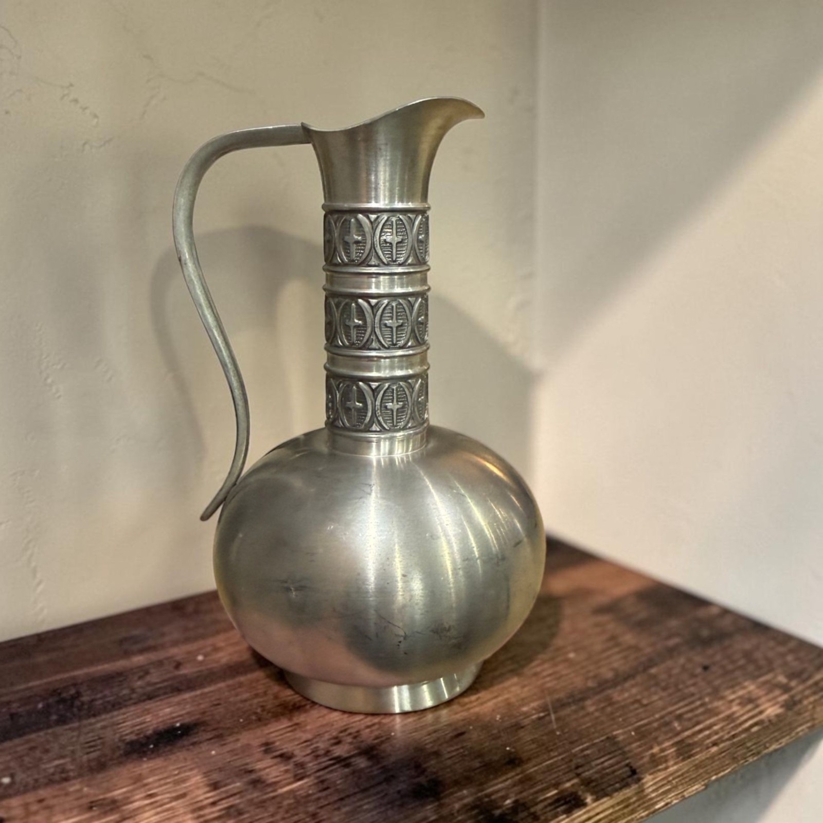 Vintage Haugrud Pewter Jug Pitcher Norway Scandinavian Design 335 Handle Dents Vintage Haugrud Pewter Jug Pitcher Norway Scandinavian Design 335 Handle Dents