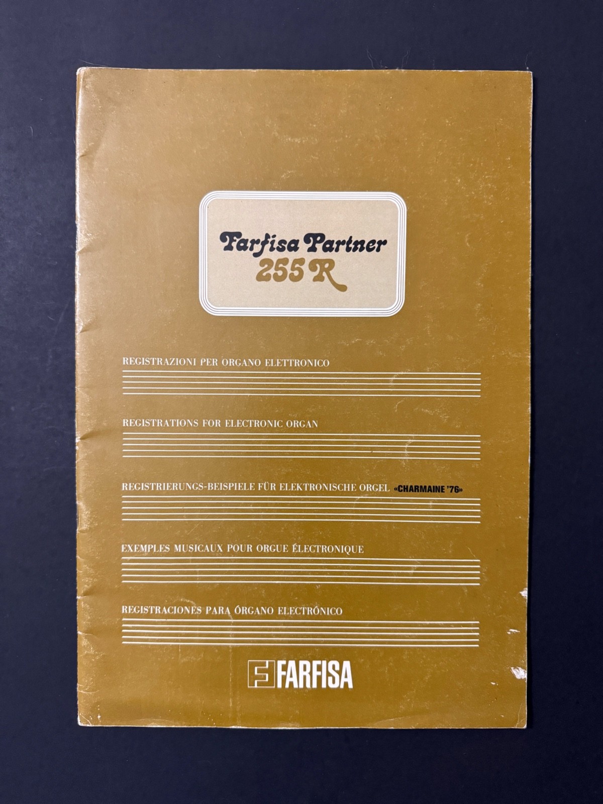 FARFISA PARTNER 255R Registrations for Electronic Organ Manual Book