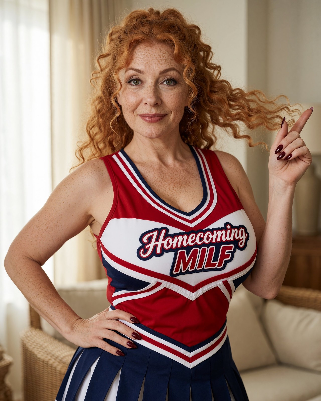 Redhead Curvy Bombshell Model Pinup Cheerleader 8x10 Photo Print - 70788