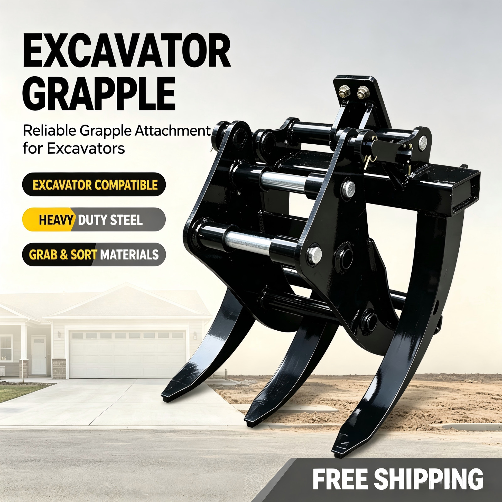 NEW Mini Excavator Grab Bucket Attachment for 0.8-1.5T Excavator 