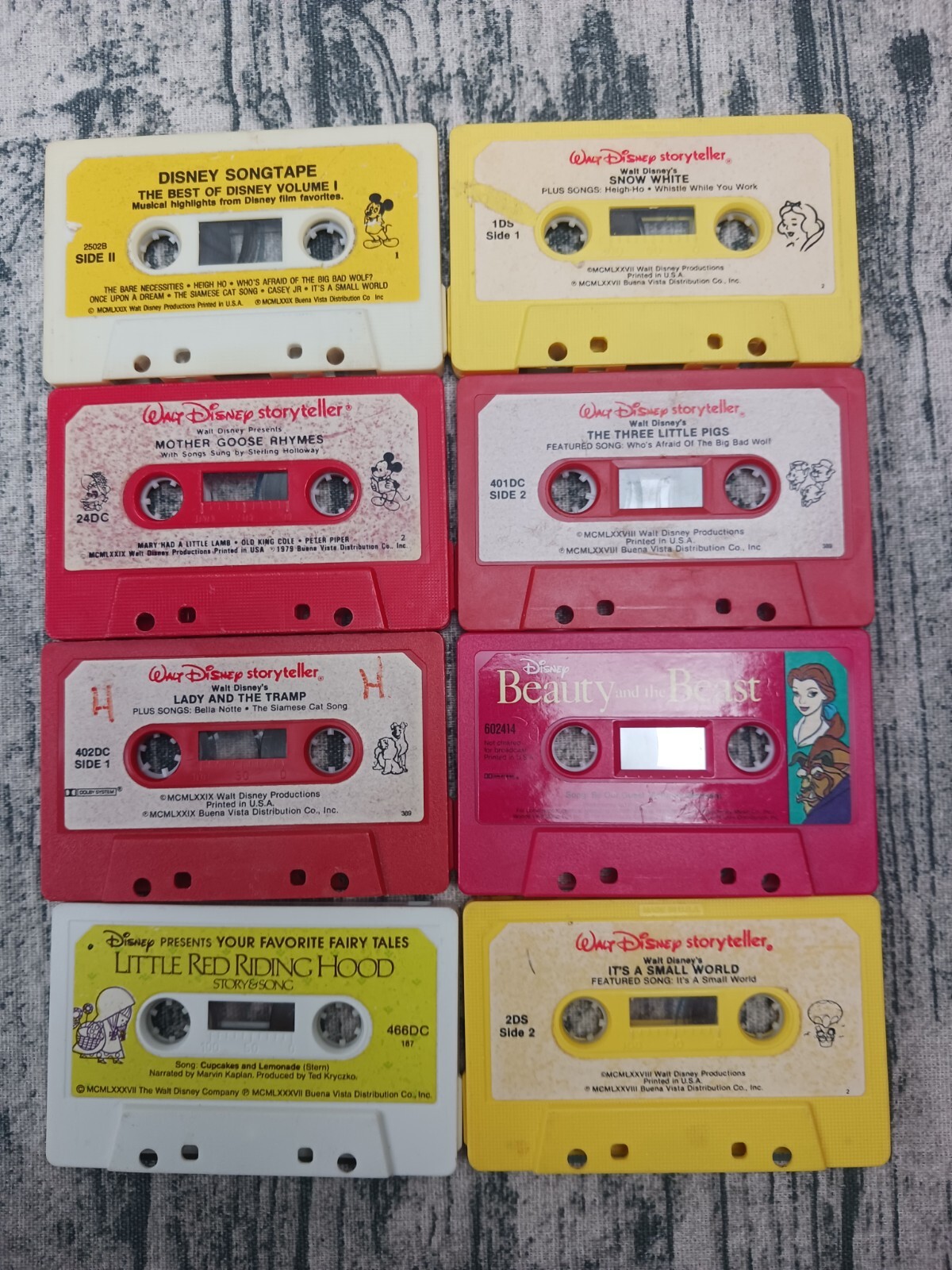 Vintage Walt Disney Storyteller, Songs,  Kids Songs Cassette Lot Of (8) Pre-Own