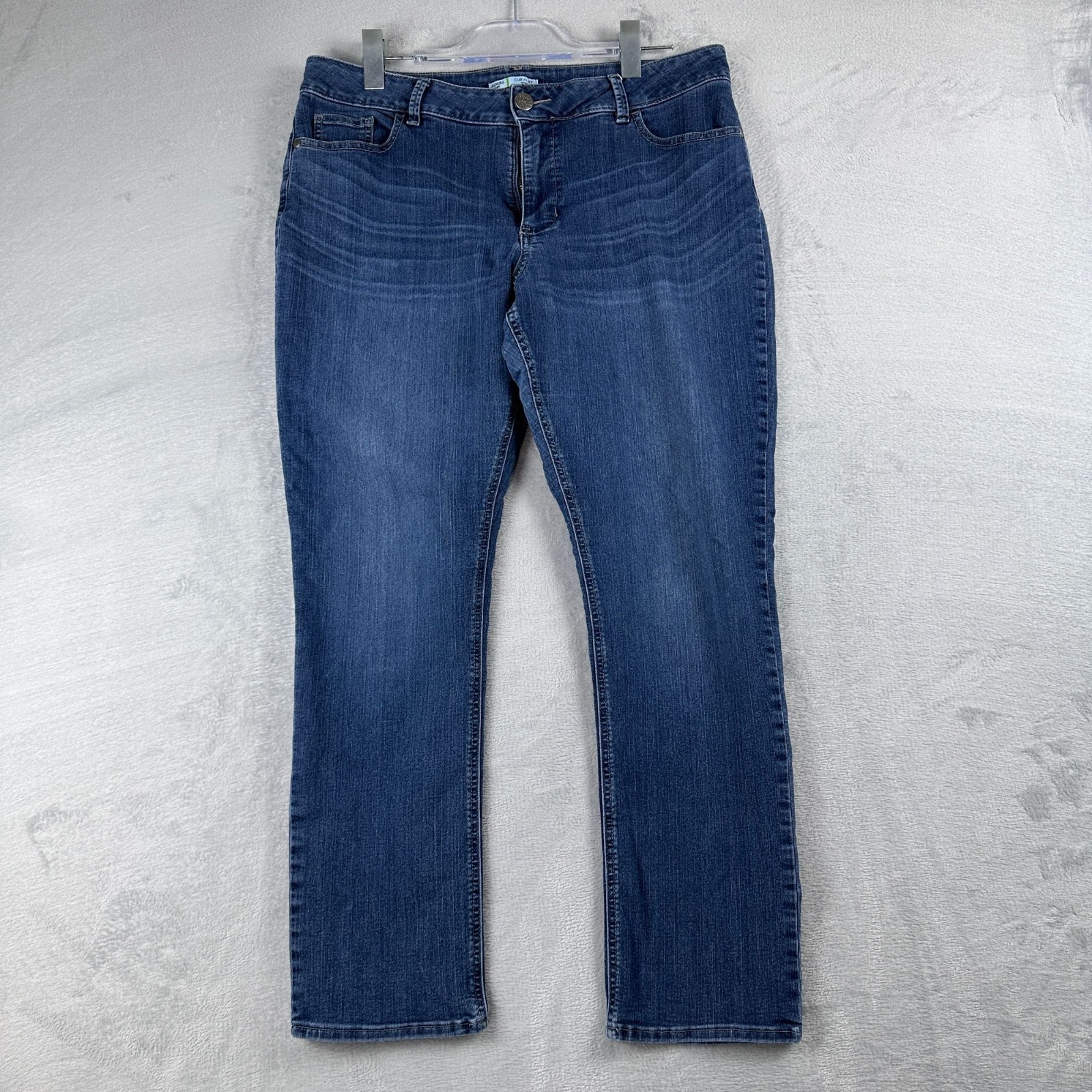 Riders By Lee  Jeans Size 14 Straight Leg Curvy Fit Mid-Rise Blue Medium Wash