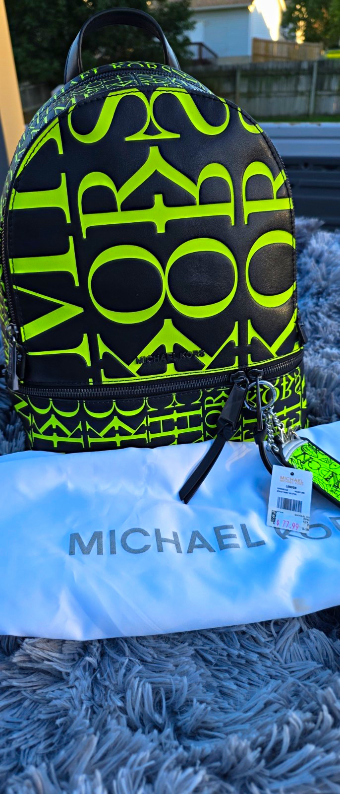Michael Kors Tech Backpack Black/Neon Lime, Zip Closure, Adjustable Strap, Charm Michael Kors Tech Backpack Black/Neon Lime, Zip Closure, Adjustable Strap, Charm