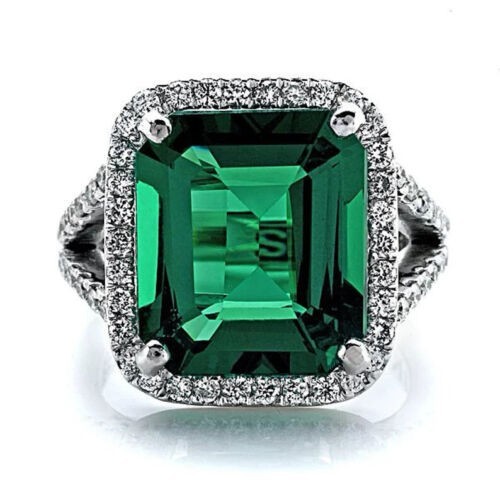 7.54 Ct Emerald Cut Natural Emerald Diamond Wedding Ring 14K White Gold size 8 7.54 Ct Emerald Cut Natural Emerald Diamond Wedding Ring 14K White Gold size 8