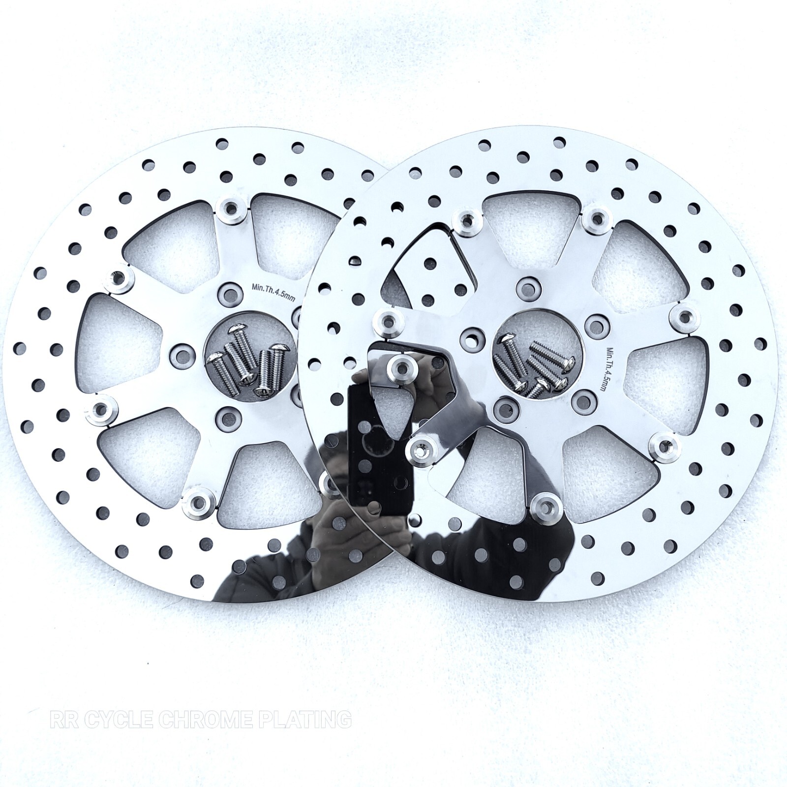 2 Harley Polish 11.8 Front Brake Turbine Floating Rotors 7 Spoke Touring W/ Bolt