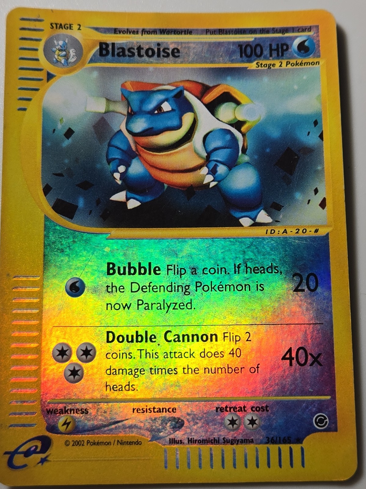 Pokemon Blastoise 036/165 Expedition Base Set Reverse Holo E READER Pokemon Blastoise 036/165 Expedition Base Set Reverse Holo E READER
