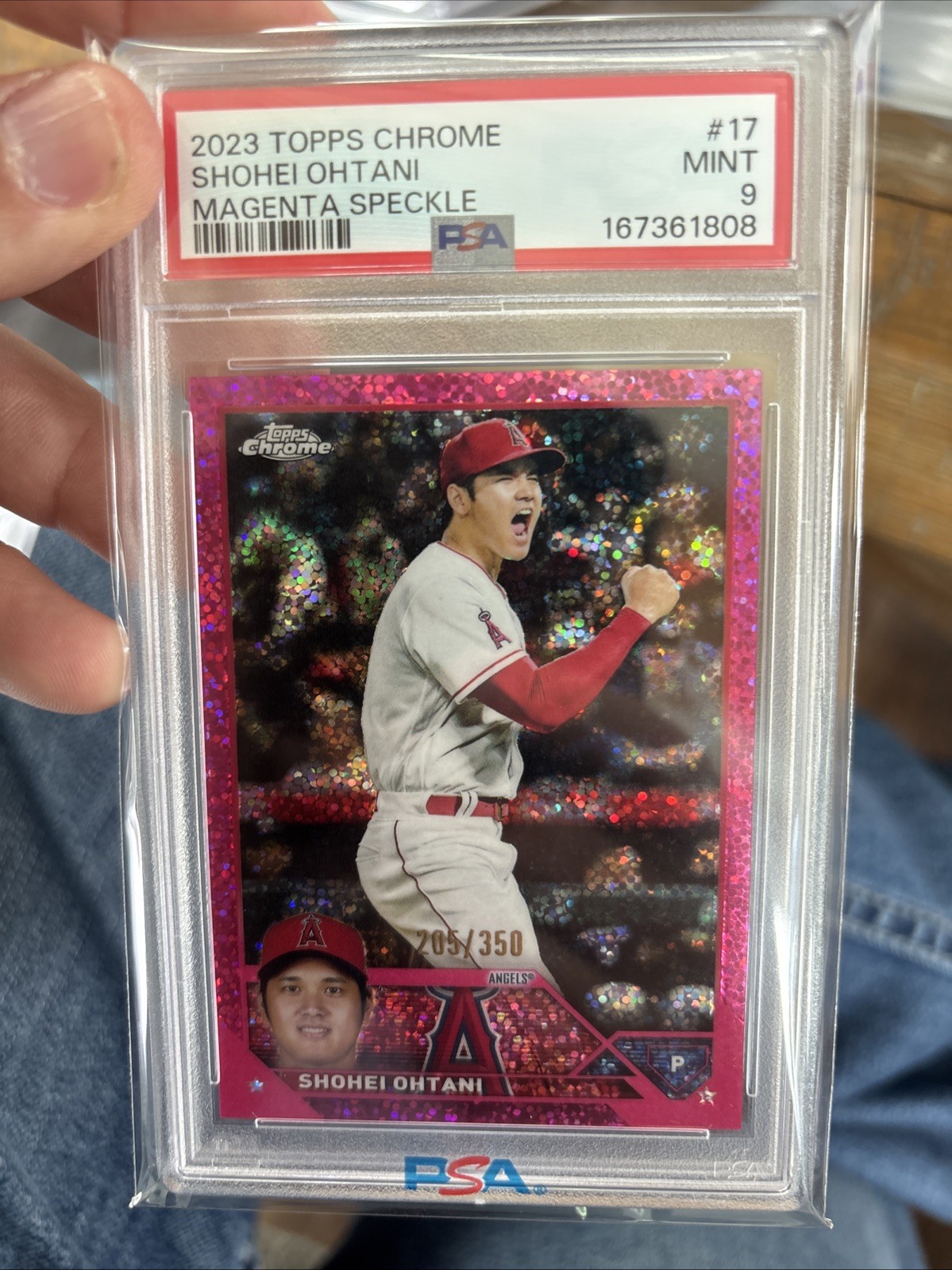 2023 Topps Chrome Shohei Ohtani Magenta Speckle /350 PSA 9 Dodgers 2023 Topps Chrome Shohei Ohtani Magenta Speckle /350 PSA 9 Dodgers