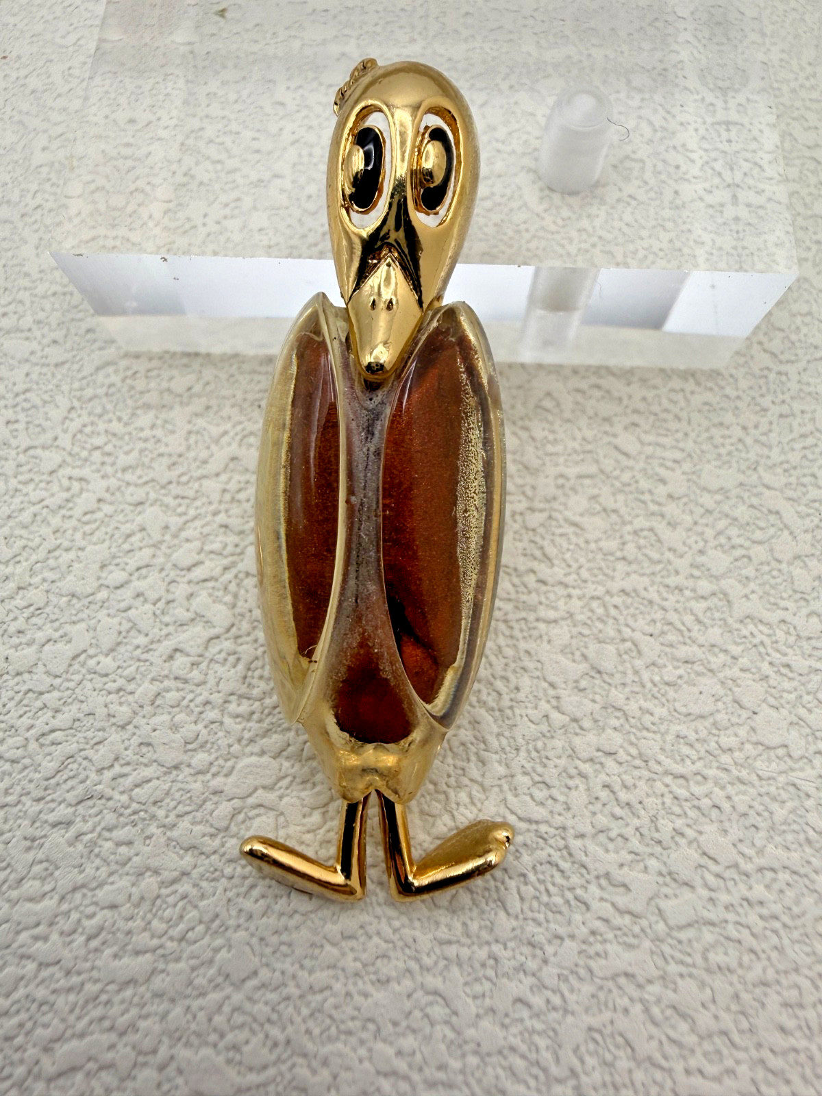 Vintage Orena Paris Duck Brooch Stylized Lucite Wings French Gold Tone France Vintage Orena Paris Duck Brooch Stylized Lucite Wings French Gold Tone France
