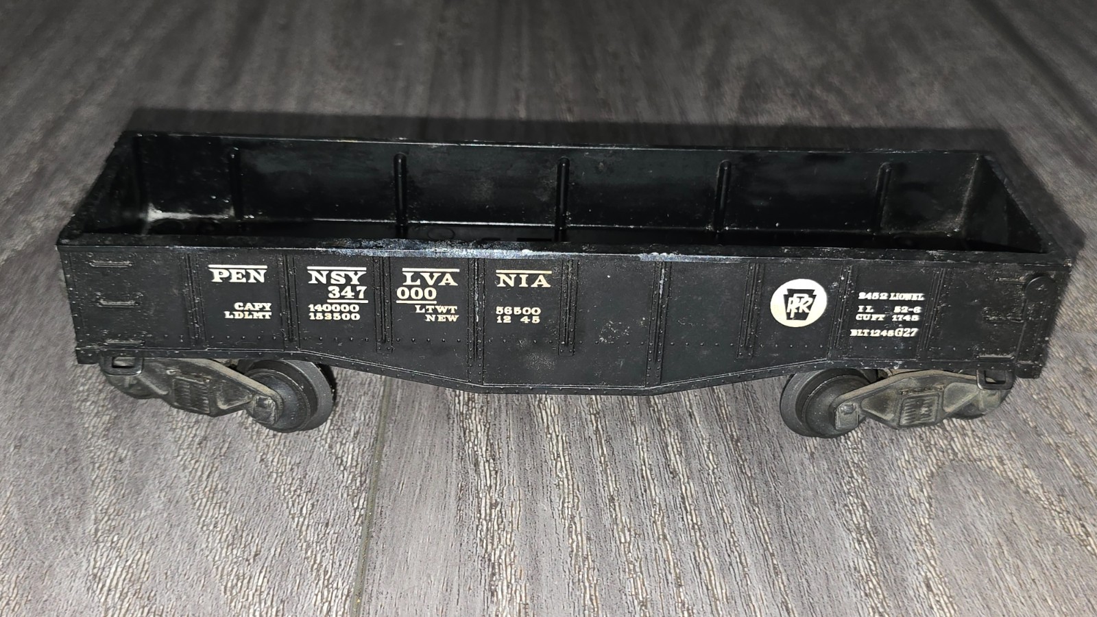 Vintage Postwar Lionel 2452X Pennsylvania PRR Gondola O27 Gauge Black Train Car Vintage Postwar Lionel 2452X Pennsylvania PRR Gondola O27 Gauge Black Train Car