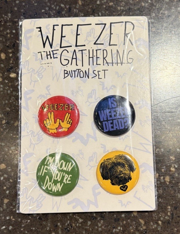 Weezer The Gathering Tour Concert Button / Pin Set Of 4 *Official Merch* New Weezer The Gathering Tour Concert Button / Pin Set Of 4 *Official Merch* New
