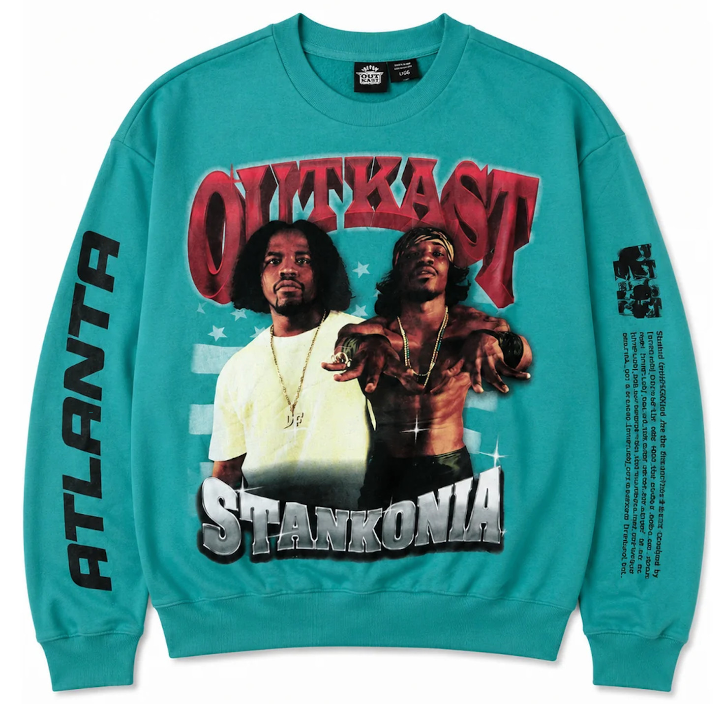 Outkast Stankonia Dark Teal Crewneck Sweatshirt Hip Hop Rap Album Graphic NEW