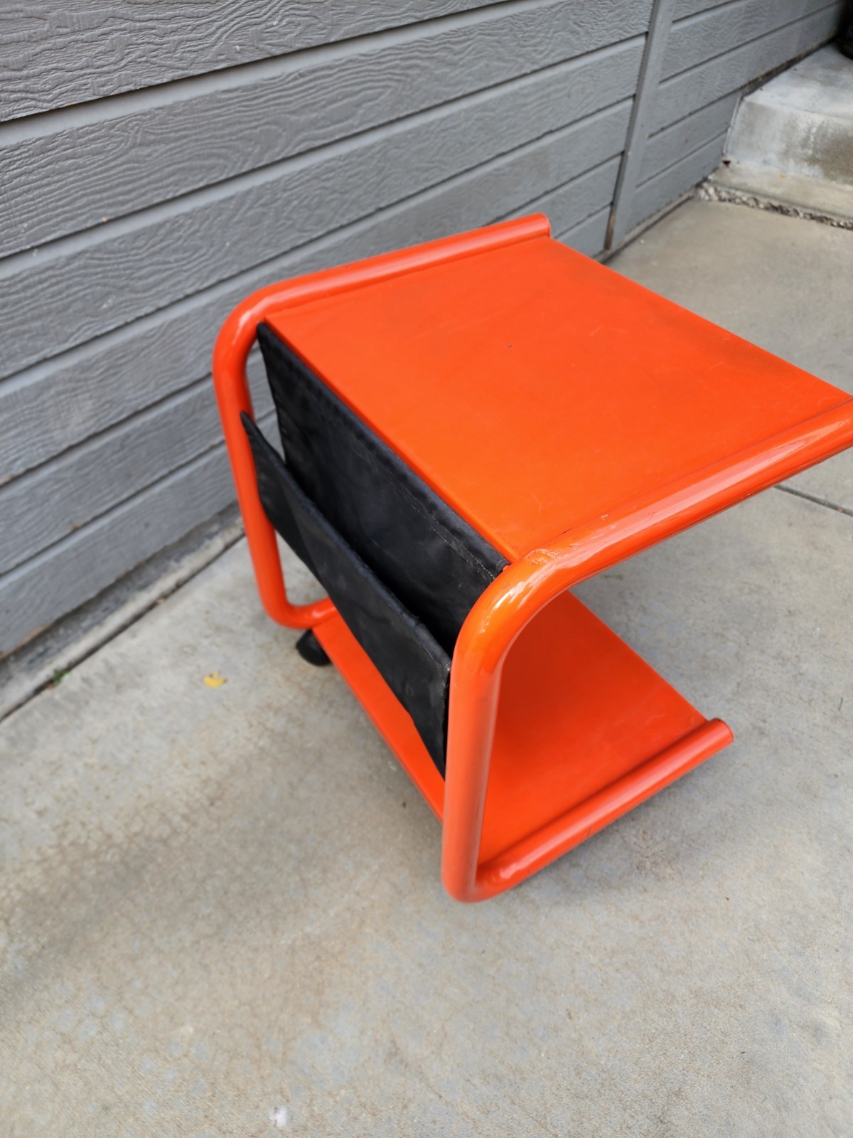 Vintage Retro Mid Century Rolling Orange Magazine Rack Media Cart Vintage Retro Mid Century Rolling Orange Magazine Rack Media Cart